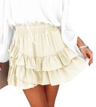 Shorts Aoudery Flowy para mulheres de cintura alta bege - XS Shorts Aoudery Flowy para mulheres de cintura alta bege - XS