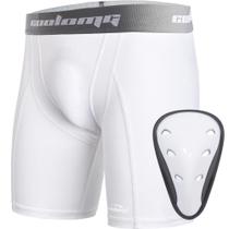 Shorts Atlético COOLOMG Juvenil Masculino com Cápsula Protetora Branca Shorts Atlético COOLOMG Juvenil Masculino com Cápsula Protetora Branca