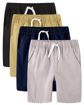 Shorts Avsead Boys de algodão cáqui com bolsos, tamanho 18-20, pacote com 4