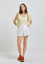 Shorts Básico Feminino Mom Cintura Alta Em Sarja