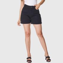 Shorts Basico Feminino Mom Cintura Alta Em Sarja