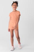 Shorts Básico Infantil Menina de Moletinho Brandili Laranja Shorts Básico Infantil Menina de Moletinho Brandili Laranja