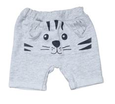 Shorts Bebê Gatinho Cinza Com Bolso