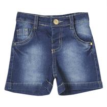 Shorts Bebê Look Jeans Detalhe Jeans - UNICA - M