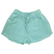 Shorts Bebê Look Jeans Sarja Collor - VERDE - P Shorts Bebê Look Jeans Sarja Collor - VERDE - P