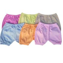 Shorts bebe menina Roupa bermuda liso colorido algodão Kit 3 peças com punho confortável infantil criança basico Tamanho G