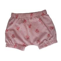 Shorts bebê menina saruel com elástico floral vermelho tecido plano mescla vermelho