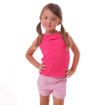 Shorts Bermuda Curto Dolphin Infantil Menina Listrado Rosa Algodão Sustentável