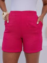 Shorts Bermuda Feminina Alfaiataria Elastico na Cintura Elegante Basica