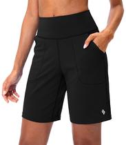 Shorts Bermuda Feminino SANTINY Cós Alto com Bolso com Zíper Shorts Bermuda Feminino SANTINY Cós Alto com Bolso com Zíper