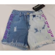 Shorts / Bermuda Jeans Estonada Infantil Menina Luxo 186