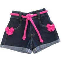Shorts Bermuda jeans infantil P ao G de menina com cinto