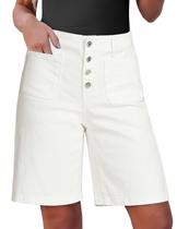 Shorts Bermuda Jeans Luvamia Cintura Alta Branco Off-White 25 cm L