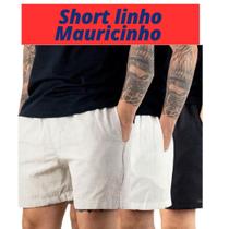 Shorts bermuda linho premium masculino lisa básica estilo casual mauricinho moda praia verão com 3 bolsos forrada confortável