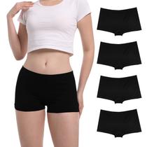 Shorts Black Boy, roupa íntima para mulheres, cobertura total, calcinhas curtas femininas sem costura, cuecas boxer macias e elásticas, pacote 4, tamanho M