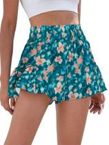 Shorts BMJL femininos, atléticos, corrida, verão, azuis, florais, XS