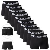 Shorts Boxer Casuais Versáteis Pretos Para Homens Tamanho Plus, Conjunto De 4 a 10 Peças, Roupa