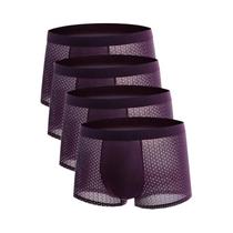 Shorts Boxer De Malha De Seda Gelada Para Homens Tamanho Plus, Pacote Com 4 Peças, Roupa Íntima