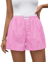 Shorts boxer LOMON femininos casuais de verão, pijama de algodão, rosa