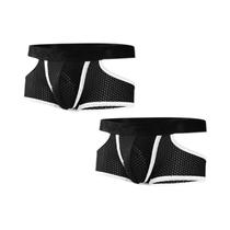 Shorts Boxer Masculinos De Seda Gelada Respirável Em Malha 2 Peças Verão Finos Com Abertura Quadrada