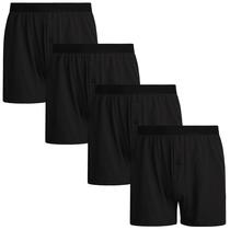 Shorts boxer masculinos INNERSY de algodão com botão Fly Black L, pacote com 4 Shorts boxer masculinos INNERSY de algodão com botão Fly Black L, pacote com 4
