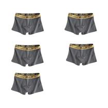 Shorts Boxer Masculinos Respiráveis De Cintura Média 5PCS Em Cor Sólida Design De Quatro Cantos Para