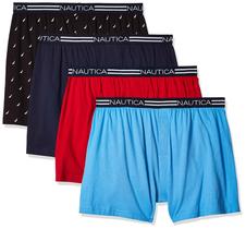 Shorts boxer Nautica Classic de algodão solto, pacote com 4