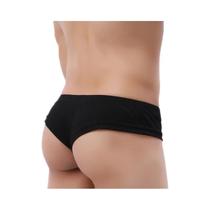 Shorts Boxer Sexy Masculino De Cintura Baixa Em Tecido Rib Com Bolsa U Respirável