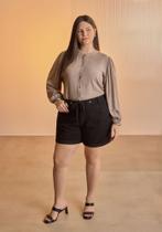 Shorts Boyfriend Plus Size Em Sarja Com Elastano Lunender J3539 Shorts Boyfriend Plus Size Em Sarja Com Elastano Lunender J3539