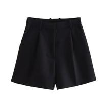 Shorts Brancos Plissados com Zíper De Cintura Alta Para Mulheres, Moda Vintage Chique Willshela Shorts Brancos Plissados com Zíper De Cintura Alta Para Mulheres, Moda Vintage Chique Willshela