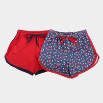 Shorts Candy Kids Feminino Kit Shorts Moletinho KTNS200-VermelhoKTNS200