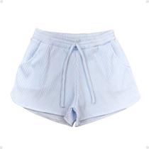 Shorts Canelado Curto Com Bolso Feminino Soltinho Adulto - Coleção Verão