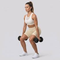 Shorts Canelado Selene Basic Sem Costura Feminino Bege