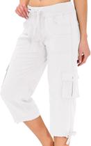 Shorts Cargo Feminino MoFiz Branco de Secagem Rápida com Bolsos
