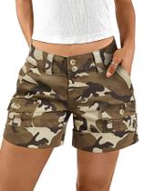 Shorts cargo Flamingals Camo para mulheres marrons tamanho GG