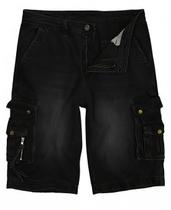 Shorts cargo IDEALSANXUN Jeans para homens, na altura do joelho, pretos 38