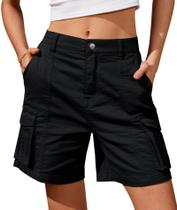 Shorts Cargo IVIR para Mulheres - Pretos e na Altura do Joelho