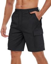 Shorts cargo TACVASEN para homens de algodão preto com bolsos Shorts cargo TACVASEN para homens de algodão preto com bolsos