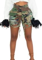 Shorts Cargo Vakkest Camuflado Cintura Alta Sexy Shorts Cargo Vakkest Camuflado Cintura Alta Sexy