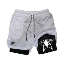 Shorts Casuais Masculinos Com Estampa De Aranha Escura Em Camadas Duplas Y2K Estilo Americano Para
