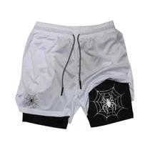 Shorts Casuais Masculinos Com Estampa De Aranha Escura Em Dupla Camada, Estilo Y2K, Moda Americana,