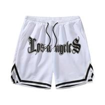 Shorts Casuais Masculinos Largos Com Cordão E Estampa Los Angeles, Calças Minimalistas De Verão