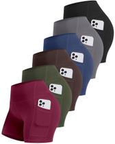 Shorts Ciclistas Femininos CHRLEISURE 5" Cintura Alta Pacote com 6 Unidades Shorts Ciclistas Femininos CHRLEISURE 5" Cintura Alta Pacote com 6 Unidades