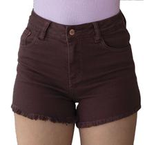 Shorts Cintura Alta Barra Desfiada Feminina Revanche - sh.fem.00045 Shorts Cintura Alta Barra Desfiada Feminina Revanche - sh.fem.00045