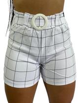 Shorts Cintura Alta Clochard Bengaline Xadrez R09