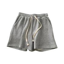 Shorts Cinza Estilo Harajuku Com Cintura Elástica Para Meninas, Calças Simples E Doces De Verão