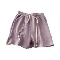 Shorts Cinza Estilo Harajuku Com Cintura Elástica Para Meninas, Calças Simples E Doces De Verão Shorts Cinza Estilo Harajuku Com Cintura Elástica Para Meninas, Calças Simples E Doces De Verão