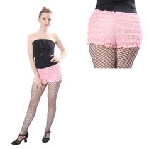 Shorts com babados BellaSous Malco Modes, cintura baixa, rosa claro