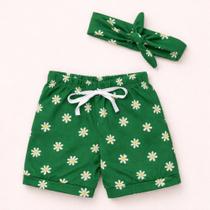 Shorts com Faixinha Minimalista para Bebês até 12 Meses Cor:margaridaTamanho:3-6M