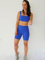 Shorts Com Recorte Cintura Alta Azul Bic Isadora
